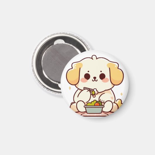 Dog eating lunch magnet (Vorderseite/Rückseite)