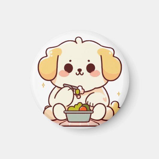 Dog eating lunch magnet (Vorne)