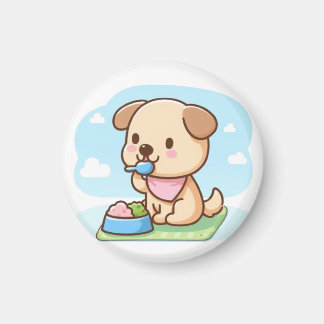 Dog eating lunch magnet