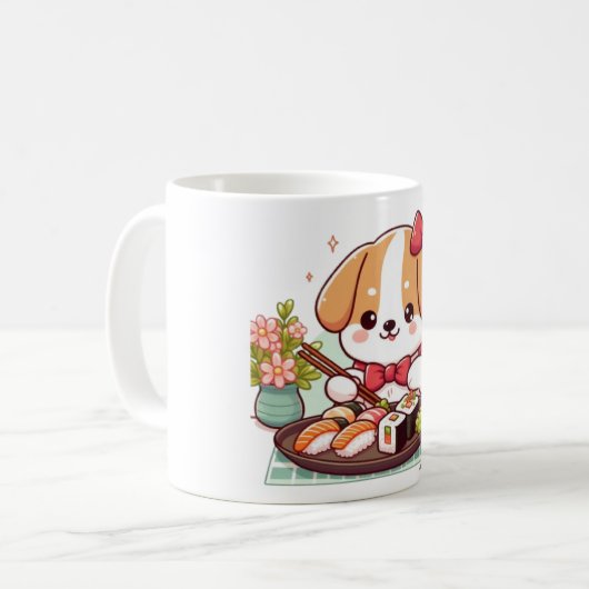 Dog eating sushi kaffeetasse (Vorderseite Links)