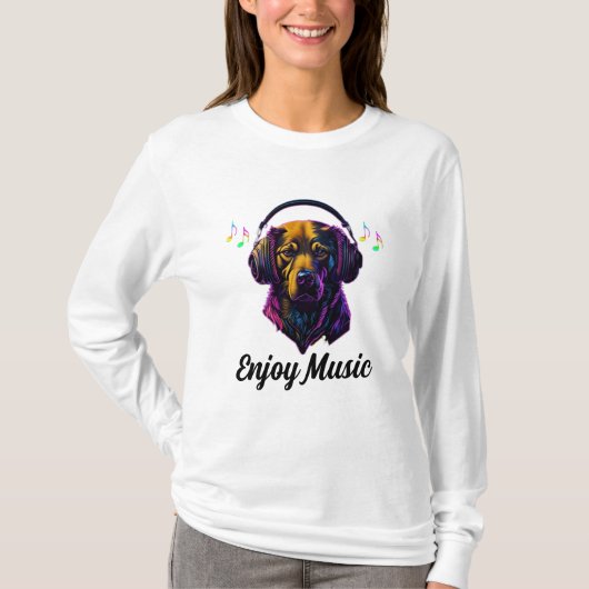 Dog Enjoy Music T-Shirt (Vorderseite)