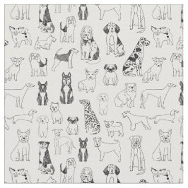 Dog Fabric - Schwarz-Weiß-Hund, Hundedesign, Hund Stoff