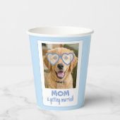 Dog Face Bachelorette Cups Fun Dusty Blue Pappbecher (Rückseite)