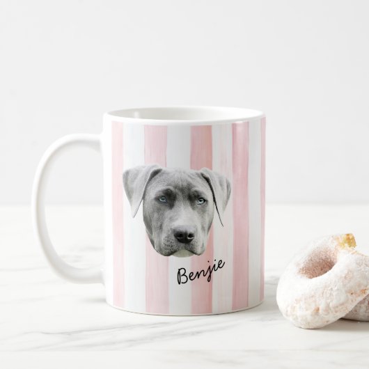 Dog Face | Custom Pet Photo and Name Kaffeetasse (Mit Donut)