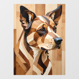 Dog Face intarsia wood art print Window Cling Fensteraufkleber