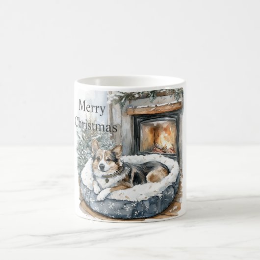 Dog Fireplace Christmas Kaffeetasse (Mittel)