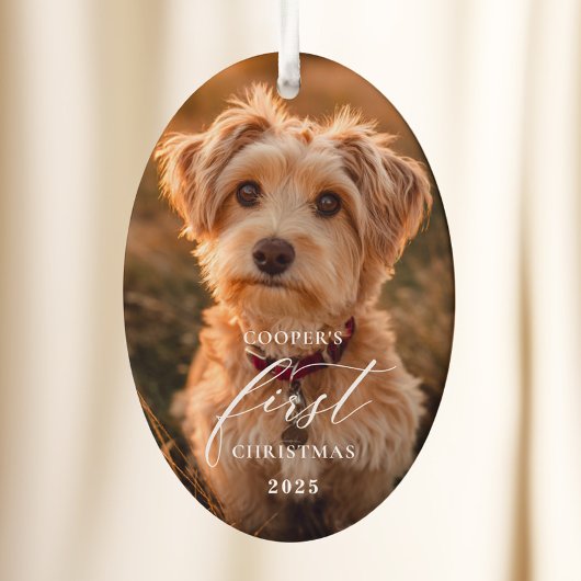 Dog First Christmas Script Ornament