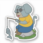 Dog Fishing Fisher Finish Aufkleber (Vorderseite)