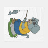 Dog Fishing Fisher Finish Fleecedecke (Vorderseite (Horizontal))