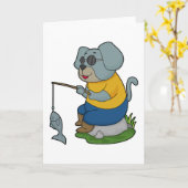 Dog Fishing Fisher Finish Karte (Gelbe Blume)