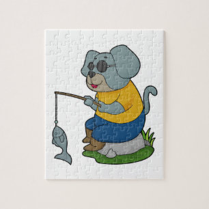 Dog Fishing Fisher Finish Puzzle