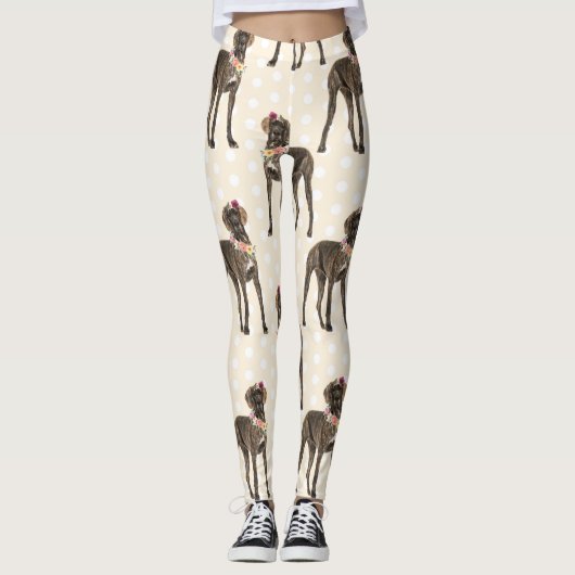 Dog Floral Great Dane Muster, Hund Lover Leggings (Vorderseite)