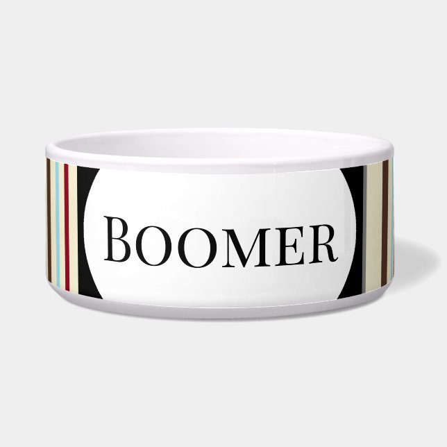 Dog Food Bowl w Stripe Design - HAMbWG Napf (Vorderseite)