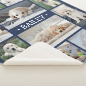Dog Foto Collage Einfach Modernes Navy Blau & Weiß Sherpadecke (3/4)