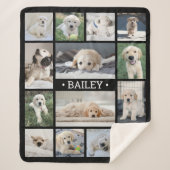 Dog Foto Collage Einfach Modernes Schwarz/Weiß Sherpadecke (Vorderseite)