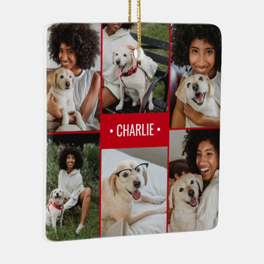 Dog Foto Collage Mit Monogramm Keramikornament (Rechts)