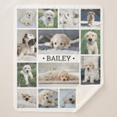 Dog Foto Collage Moderne Minimal Schwarz und Weiß Sherpadecke (Vorderseite)