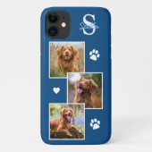 Dog Foto Collage Monogram Blue Pet Case-Mate iPhone Hülle (Rückseite)