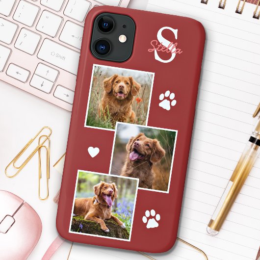 Dog Foto Collage Monogram Terra Cotta Pet Case-Mate iPhone Hülle