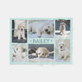 Dog Foto Collage Niedlich Einfach Aquamarin blau u Fleecedecke (Vorderseite (Horizontal))
