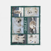 Dog Foto Collage Niedlich Einfach Grün und Weiß Fleecedecke (Vorderseite)