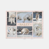 Dog Foto Collage Niedlich Einfach Rosa und Gold Fleecedecke (Vorderseite (Horizontal))