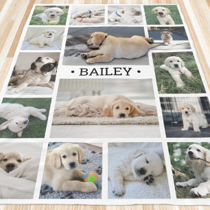 Dog Foto Collage Niedlich Moderne Schwarz/Weiß Fleecedecke