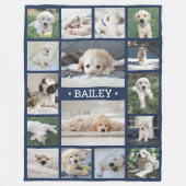 Dog Foto Collage Niedlich Modernes Navy Blau und W Fleecedecke (Vorderseite)
