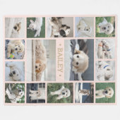 Dog Foto Collage Niedlich Modernes Rosa und Gold Fleecedecke (Vorderseite (Horizontal))