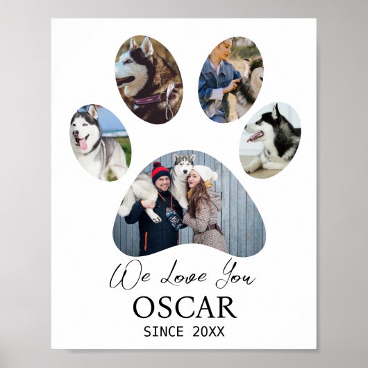 Dog Foto Collage Pet Memorial Personalisiert Paw Poster (Vorne)