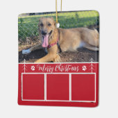 Dog Foto Collage Red Christmas Ornament (Links)