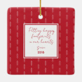 Dog Foto Collage Red Christmas Ornament (Rückseite)