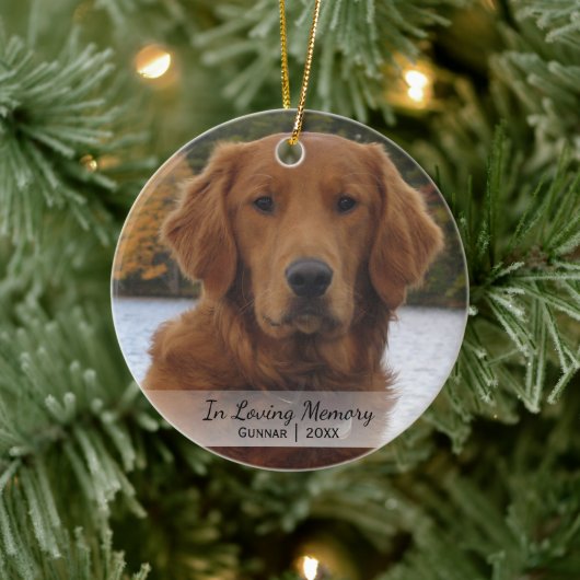 Dog Foto in Loving Memory Name Year Christmas Keramikornament (Baum)