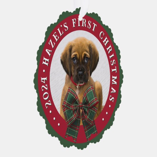 Dog Foto Kariert Bow Weihnachtszeitung Ornament Ca (Rechts)