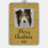 Dog Foto Merry Rahmen-Ornament Silber (Vorderseite)