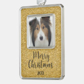 Dog Foto Merry Rahmen-Ornament Silber (Links)