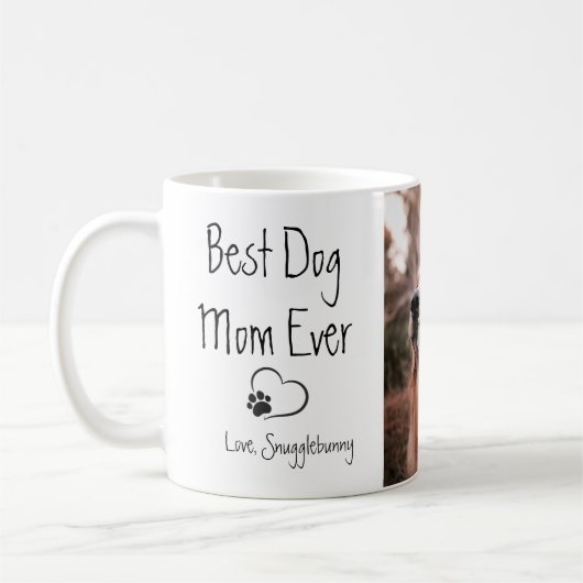 Dog Foto Super Mama Herzklappen Druck Kaffeetasse (Links)