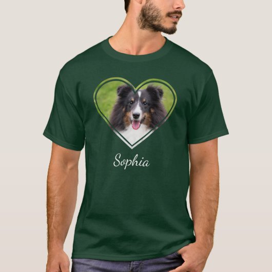 Dog Foto Template für die Herzform mit eigenem Nam T-Shirt (Vorderseite)