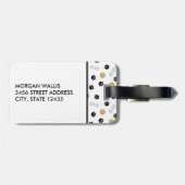 Dog-Foto und Dog-Themenmuster-Monogramm Gepäckanhänger (Rückseite horizontal)