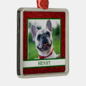 Dog Foto Weihnachten Roter Glitzer Name Ornament Aus Metall (Rechts)