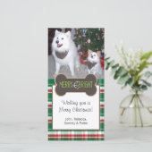 Dog Foto Weihnachtsgrüßen Feiertagskarte (Stehend Vorderseite)