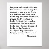 Dog Friendly Hotel Sign Poster (Vorne)