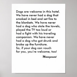 Dog Friendly Hotel Sign Poster