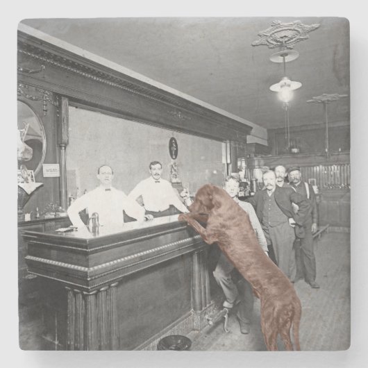 Dog Friendly Saloon Tavern Bar 1900 Fotograf Steinuntersetzer (Vorderseite)