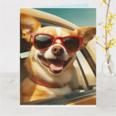 DOG FUNNY BIRTHDAY GREETING CARD KARTE (Gelbe Blume)