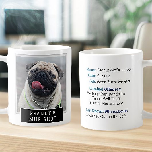 Dog Funny Novelty Mugshot Personalisiertes Foto Te Kaffeetasse