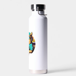 Dog Gamer, Retro Vintag Design Trinkflasche