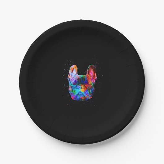 Dog Geometric Colour Splash Pop Art French Bulldog Pappteller (Vorderseite)