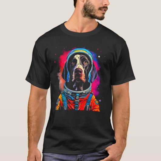 Dog German Shorthaired Pointer Astronaut Space Cos T-Shirt (Vorderseite)