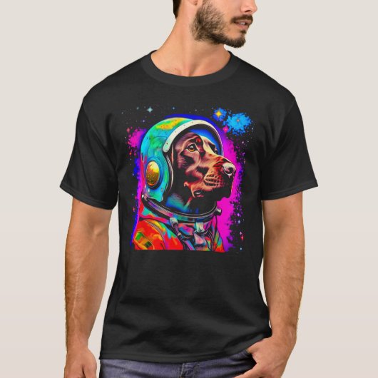 Dog German Shorthaired Pointer Astronaut Space Des T-Shirt (Vorderseite)